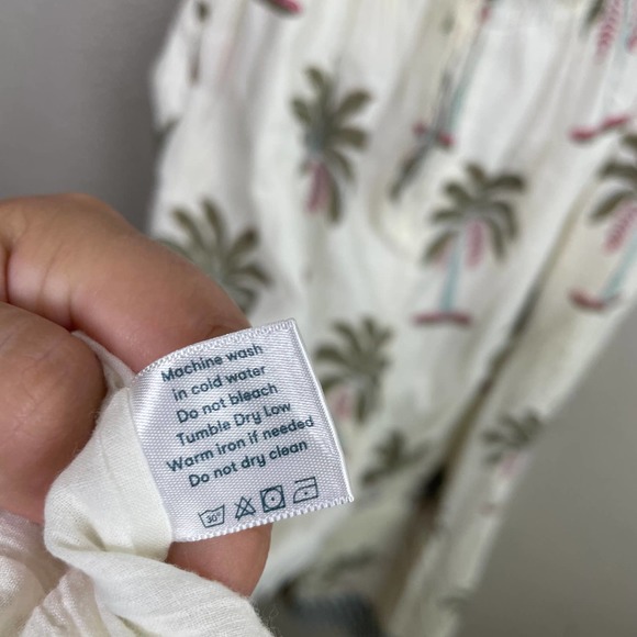 Roller Rabbit Large Morjim Palm Emanelle Jumpsuit White 100% Cotton Sleeveless - Picture 11 of 11